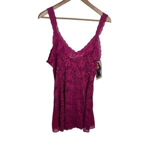 Vintage Deadstock plum lace & chiffon babydoll teddy lingerie with thong 1X